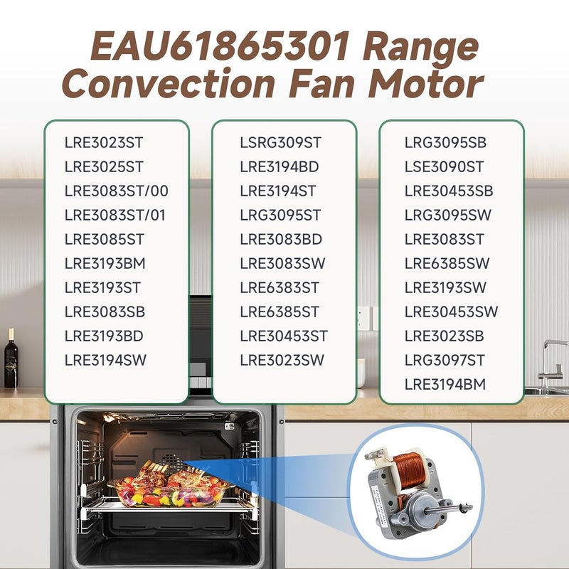 iouxvt EAU61865301 Range Convection Fan Motor Compatible with LG LRE3193ST LRE3085ST LRE3193BM, EAU61865301 AC Fan Blower Motor Replace EAU60722701 2666419 AP5679700 PS7791924 STPD00051624 AC Blower - Image 5